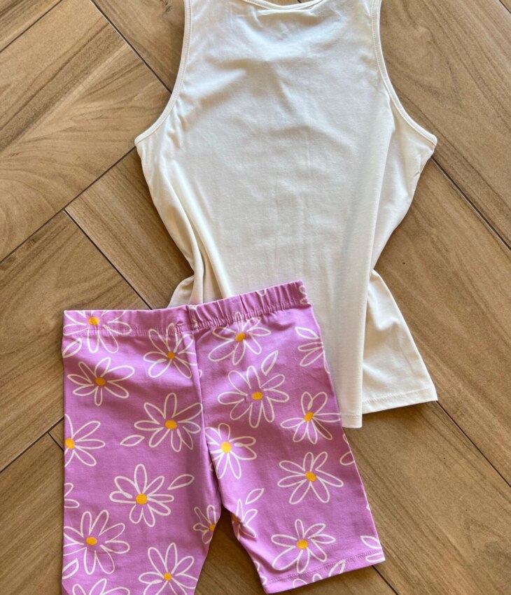 fernandaramoskids com br Conjunto Infantil Feminino Regata Stay Positive e Bermuda Estampada2