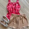 Conjunto Infantil Feminino Regata Vermelha e Short Fernanda Ramos Kids