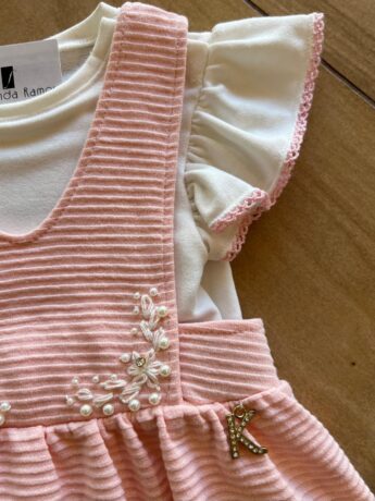 fernandaramoskids com br Conjunto Infantil Feminino Salopete Detalhes em Bordado 1