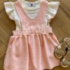 Conjunto Infantil Feminino Salopete Detalhes em Bordado Fernanda Ramos Kids