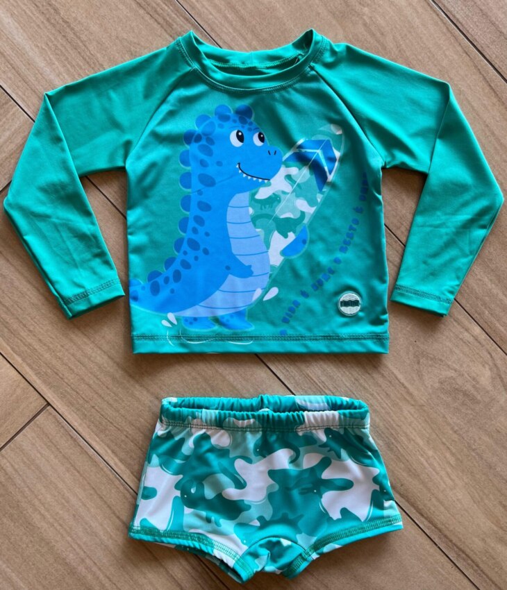 Conjunto Infantil Masculino Blusa Térmica e Sunga A Vida é Surf Fernanda Ramos Kids