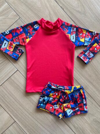 Conjunto Infantil Masculino Blusa Térmica e Sunga Aranha Fernanda Ramos Kids