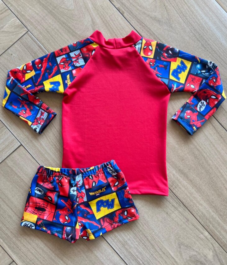 fernandaramoskids com br Conjunto Infantil Masculino Blusa Térmica e Sunga Aranha 1