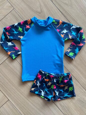 Conjunto Infantil Masculino Blusa Térmica e Sunga Dino Fernanda Ramos Kids