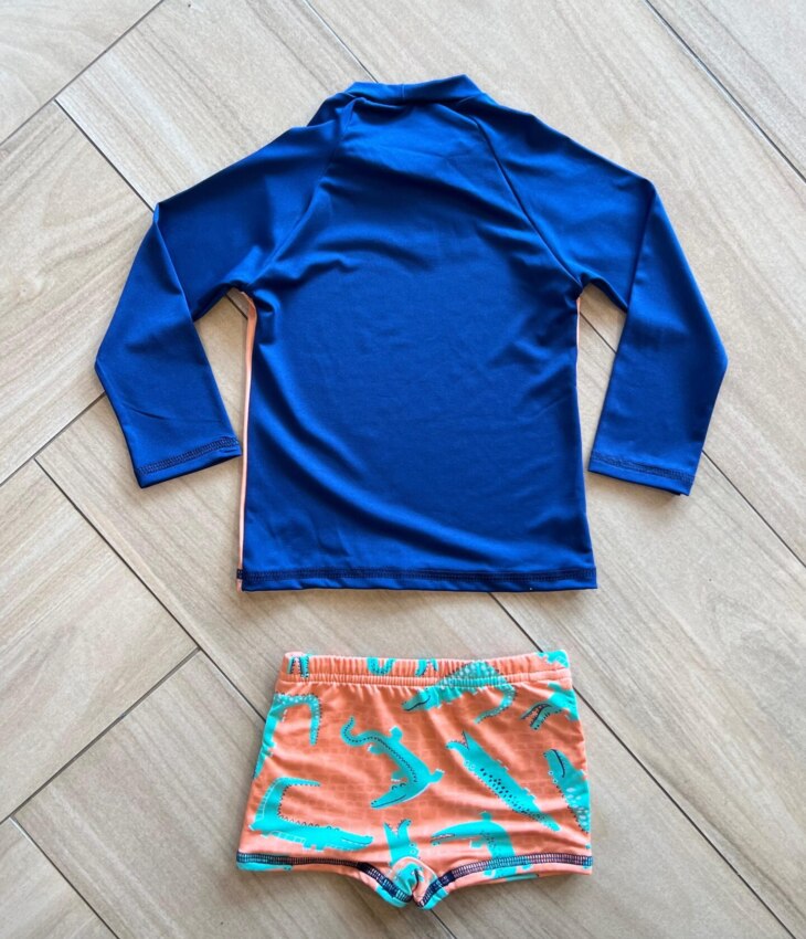 Conjunto Infantil Masculino Blusa Térmica e Sunga Dinossauro Fernanda Ramos Kids
