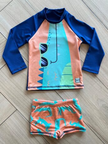 Conjunto Infantil Masculino Blusa Térmica e Sunga Dinossauro Fernanda Ramos Kids