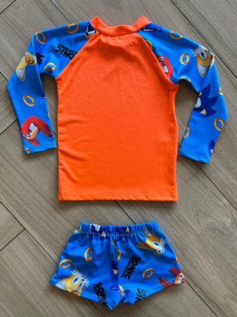 Conjunto Infantil Masculino Blusa Térmica e Sunga Sonic Fernanda Ramos Kids