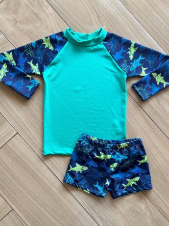 Conjunto Infantil Masculino Blusa Térmica e Sunga Tubarão Fernanda Ramos Kids