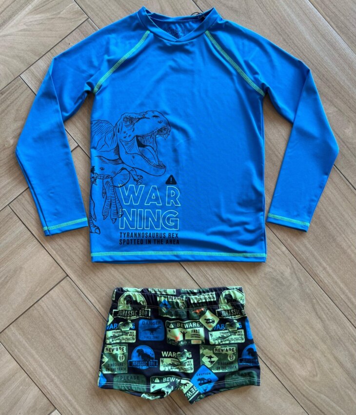 Conjunto Infantil Masculino Blusa Térmica e Sunga Tyrannosaurus Fernanda Ramos Kids