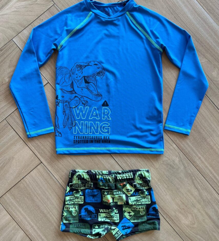 Conjunto Infantil Masculino Blusa Térmica e Sunga Tyrannosaurus Fernanda Ramos Kids
