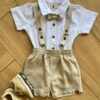 Conjunto Infantil Masculino Body Branco e Bermuda com Suspensório Fernanda Ramos Kids