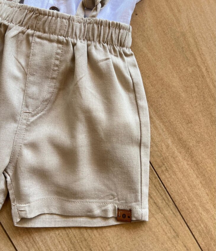 fernandaramoskids com br Conjunto Infantil Masculino Body Branco e Bermuda com Suspensório2