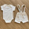 Conjunto Infantil Masculino Body e Jardineira Mesclada Off White Fernanda Ramos Kids