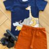 Conjunto Infantil Masculino Camiseta Azul e Bermuda Terra Cota Fernanda Ramos Kids