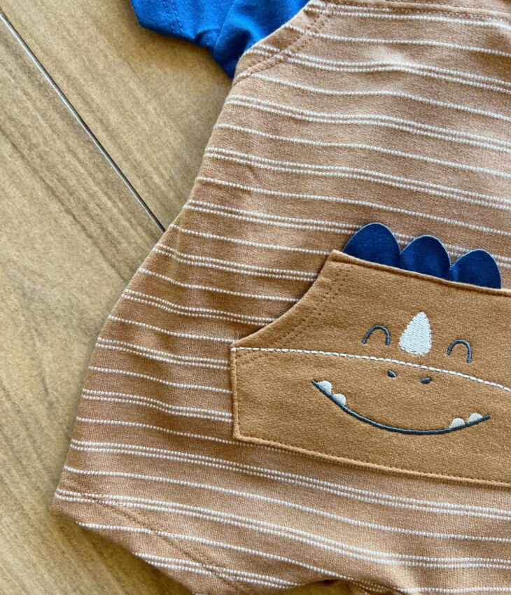 fernandaramoskids com br Conjunto Infantil Masculino Camiseta Azul e Jardineira Listrada1