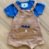 Conjunto Infantil Masculino Camiseta Azul e Jardineira Listrada Fernanda Ramos Kids