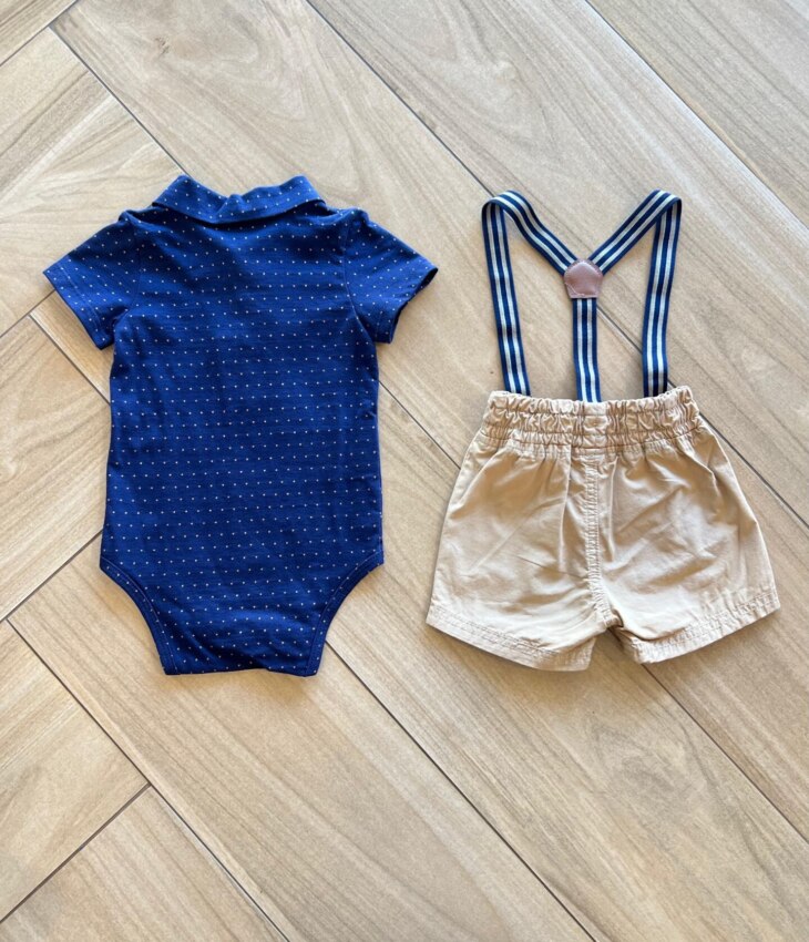 fernandaramoskids com br Conjunto Infantil Masculino Camiseta Azul Poá e Jardineira 2
