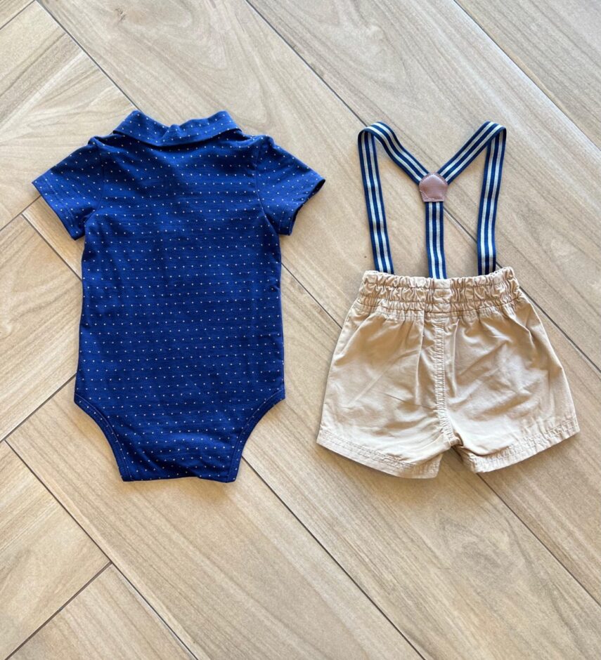fernandaramoskids com br Conjunto Infantil Masculino Camiseta Azul Poá e Jardineira 2