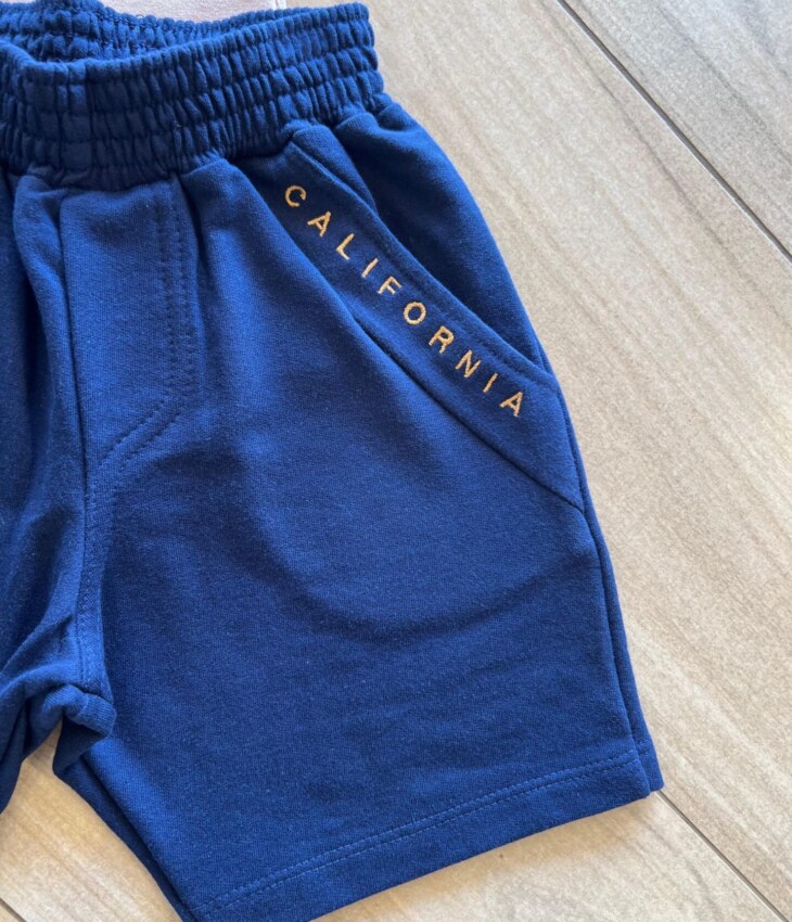 fernandaramoskids com br Conjunto Infantil Masculino Camiseta com Bolso e Bermuda Azul2
