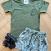 Conjunto Infantil Masculino Camiseta Coqueiro e Bermuda Verde Fernanda Ramos Kids
