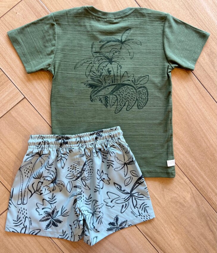 fernandaramoskids com br Conjunto Infantil Masculino Camiseta Coqueiro e Bermuda Verde 2