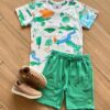 Conjunto Infantil Masculino Camiseta e Bermuda Mundo Dino Fernanda Ramos Kids