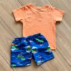 fernandaramoskids com br Conjunto Infantil Masculino Camiseta e Bermuda Mundo Dino Azul 2