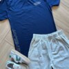 fernandaramoskids com br Conjunto Infantil Masculino Camiseta Just Enjoy e Bermuda Bege1