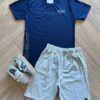 Conjunto Infantil Masculino Camiseta Just Enjoy e Bermuda Bege Fernanda Ramos Kids