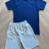 fernandaramoskids com br Conjunto Infantil Masculino Camiseta Just Enjoy e Bermuda Bege2