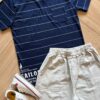 fernandaramoskids com br Conjunto Infantil Masculino Camiseta Listrada e Bermuda Bege1