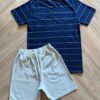 fernandaramoskids com br Conjunto Infantil Masculino Camiseta Listrada e Bermuda Bege2