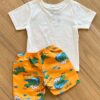 fernandaramoskids com br Conjunto Infantil Masculino Camiseta Roarsome e Bermuda Estampada2