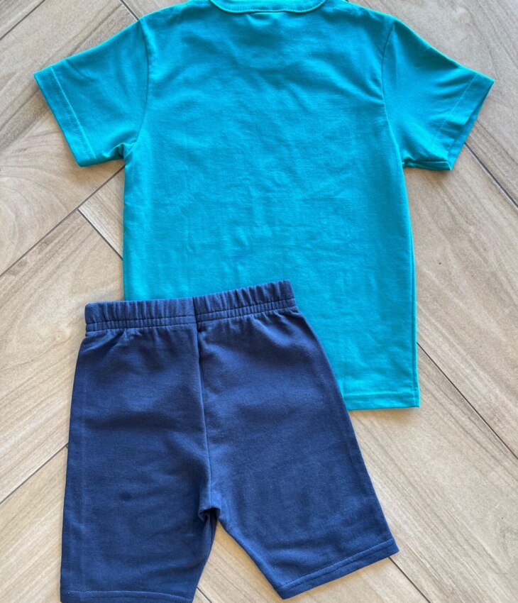fernandaramoskids com br Conjunto Infantil Masculino Camiseta Start of Games e Bermuda Azul3