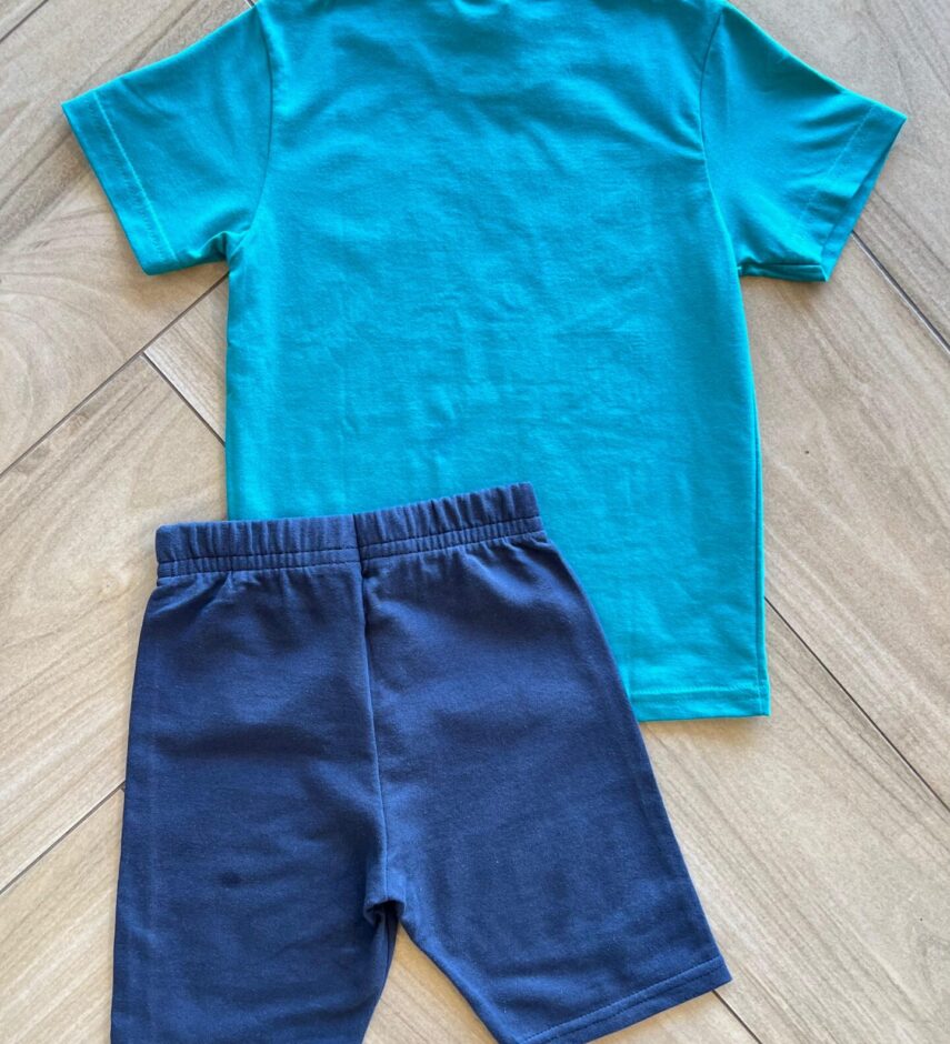 fernandaramoskids com br Conjunto Infantil Masculino Camiseta Start of Games e Bermuda Azul3