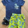Conjunto Infantil Masculino Camiseta Tem um Dino na Cidade e Bermuda Fernanda Ramos Kids