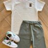 Conjunto Infantil Masculino Camiseta Texturizada e Bermuda Verde Fernanda Ramos Kids