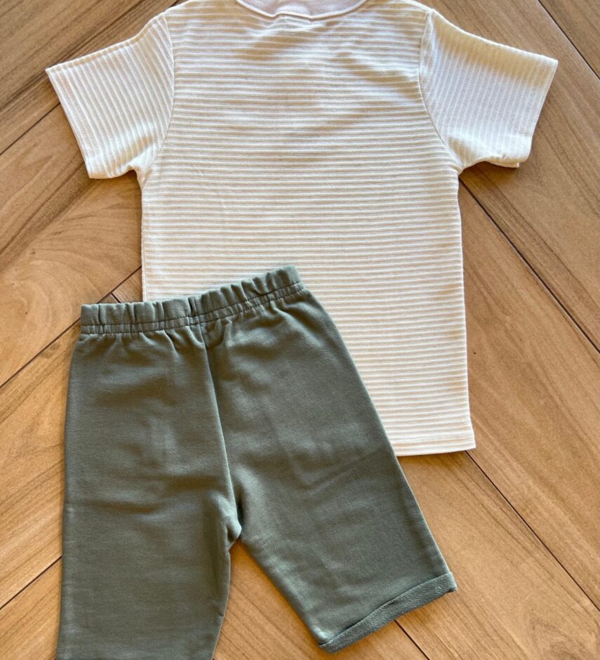 fernandaramoskids com br Conjunto Infantil Masculino Camiseta Texturizada e Bermuda Verde3