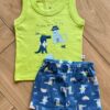 Conjunto Infantil Masculino Regata Amigos da Piscina e Bermuda Azul Fernanda Ramos Kids