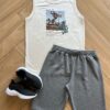 Conjunto Infantil Masculino Regata Enjoy e Bermuda Cinza Fernanda Ramos Kids
