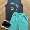 Conjunto Infantil Masculino Regata Game e Bermuda Azul Fernanda Ramos Kids