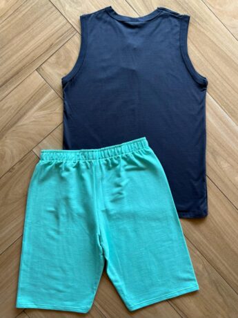 fernandaramoskids com br Conjunto Infantil Masculino Regata Game e Bermuda Azul 1