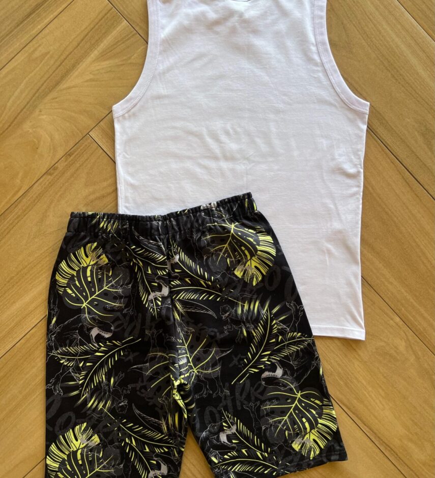 Conjunto Infantil Masculino Regata Giants From The Past e Bermuda Fernanda Ramos Kids