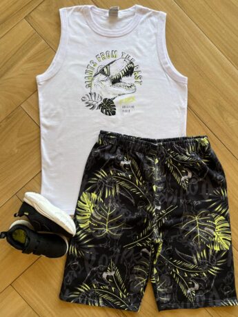 Conjunto Infantil Masculino Regata Giants From The Past e Bermuda Fernanda Ramos Kids