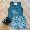 Conjunto Infantil Masculino Regata Have Nice e Bermuda Verde Fernanda Ramos Kids