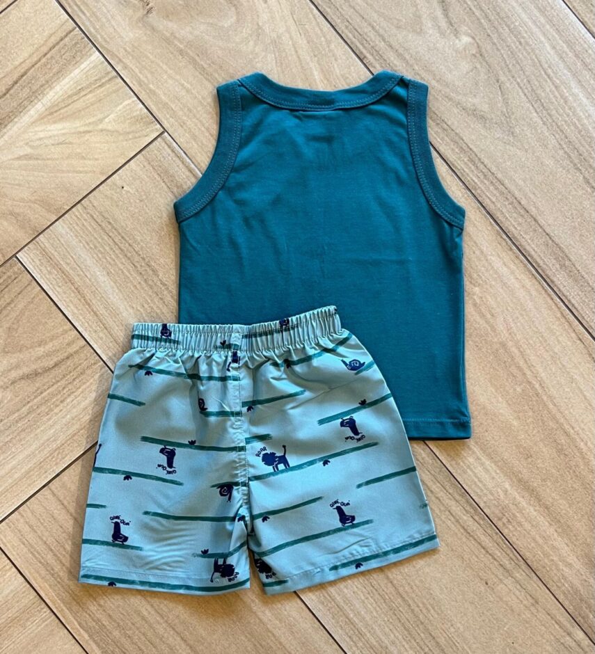 fernandaramoskids com br Conjunto Infantil Masculino Regata Have Nice e Bermuda Verde2