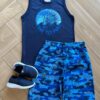 Conjunto Infantil Masculino Regata Time To Surf e Bermuda Estampada Fernanda Ramos Kids