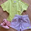 Conjunto Juvenil Feminino Blusa You're Fancy Verde e Short Lilás Fernanda Ramos Kids