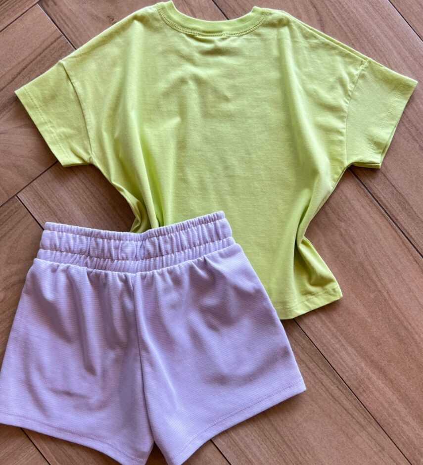 fernandaramoskids com br Conjunto Juvenil Feminino Blusa You're Fancy Verde e Short Lilás3