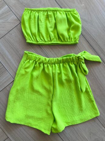 fernandaramoskids com br Conjunto Juvenil Feminino Kimono Top e Short Saia Verde Lima2